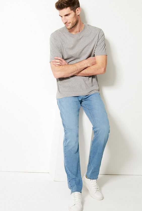 Classic Light Wash Straight Fit Jeans