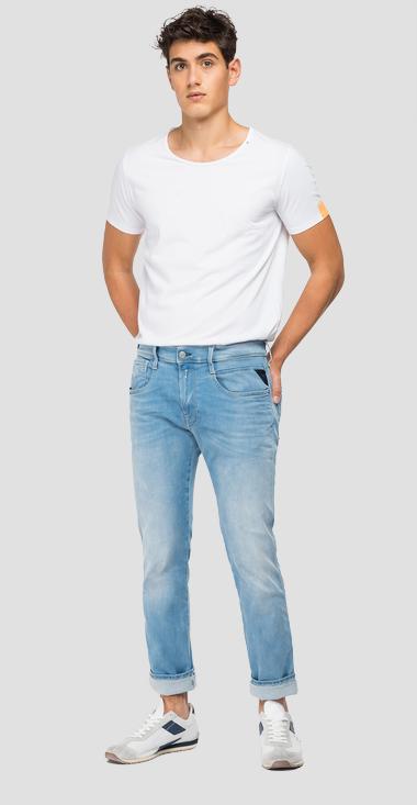 Light Blue Tapered Fit Rolled Jeans
